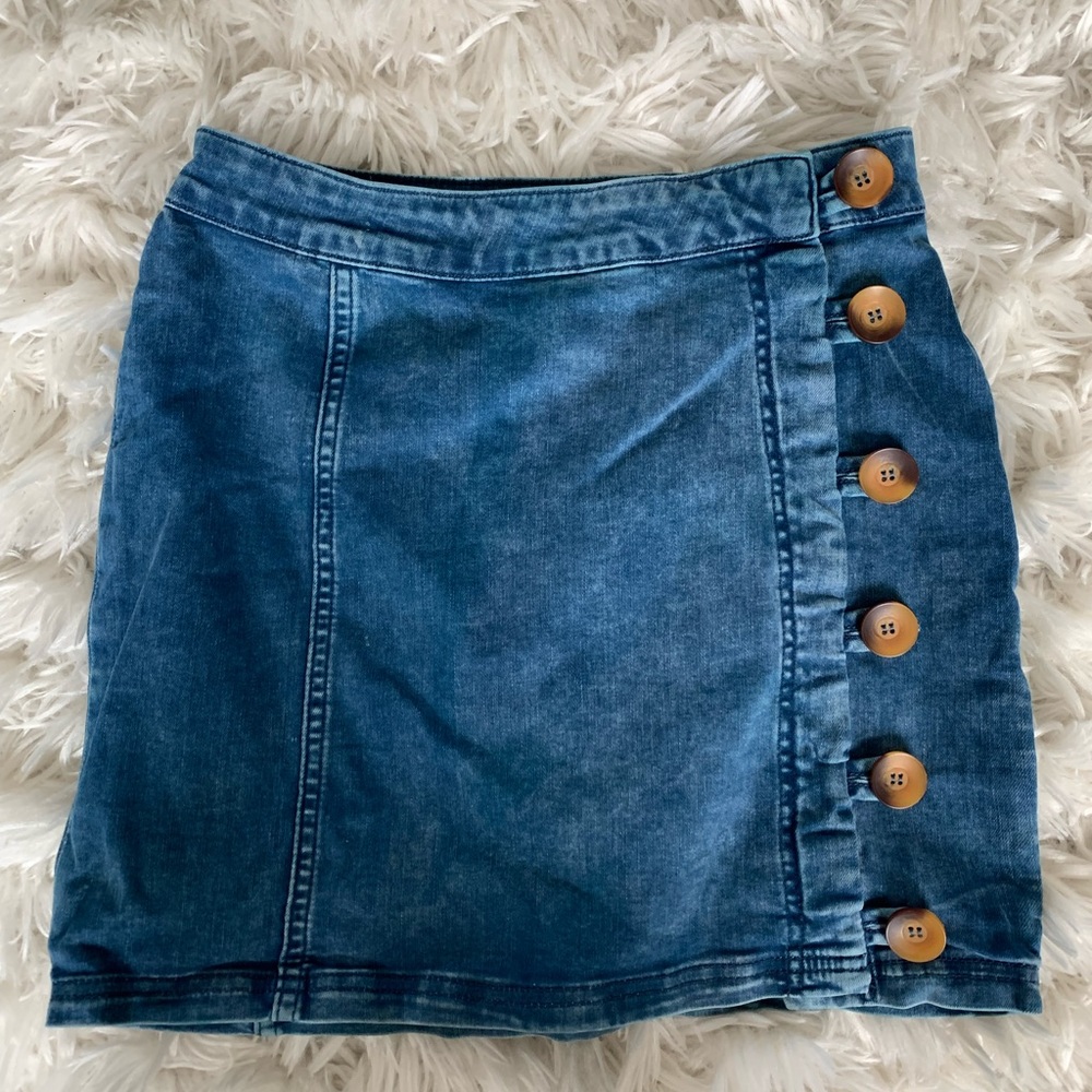Free people high waisted stretch denim jean skirt size 6